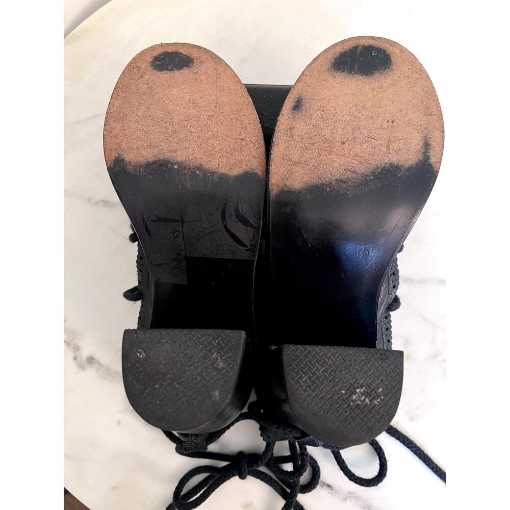 ARCHIVE 2014 Henrik Vibskov Blk Leather Lace-Up Open Toe Block Heel Sz 9 - Picture 7 of 9